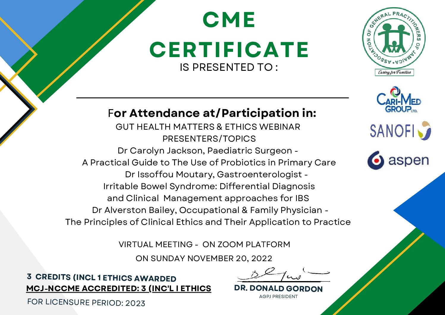 CME Certificate ccfpjamaica com